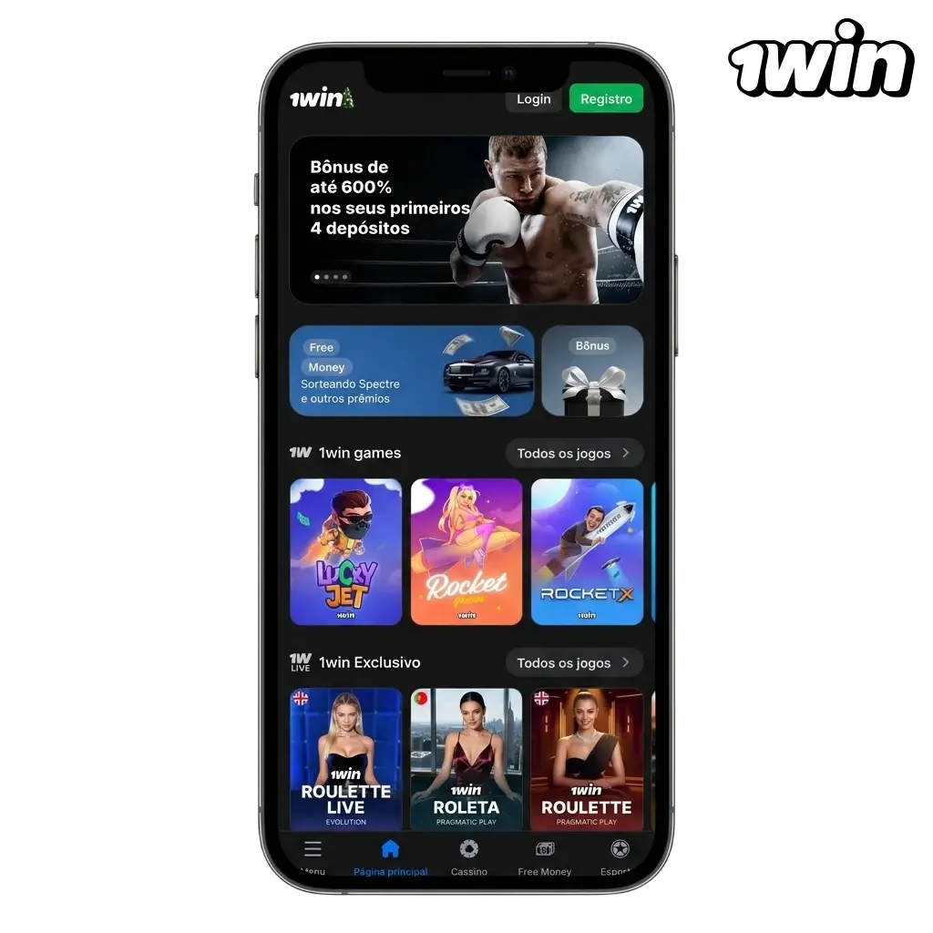 App 1win para Android APK e iOS com bônus de 500% até R$11.200 no primeiro depósito
